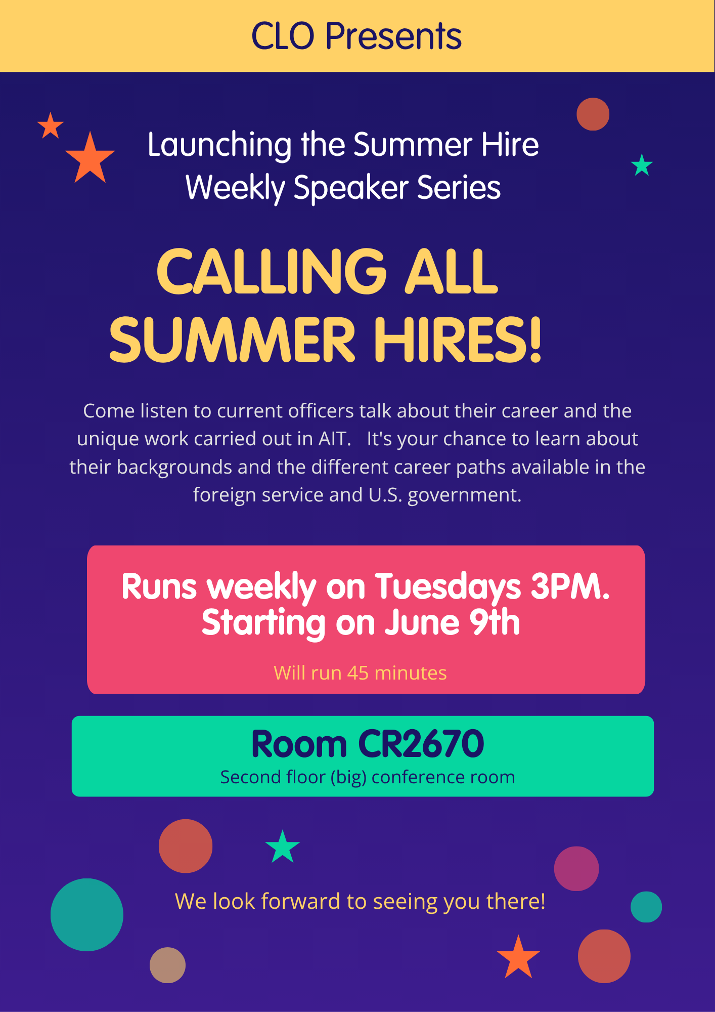 CLO  Summer Hires Speaker Series