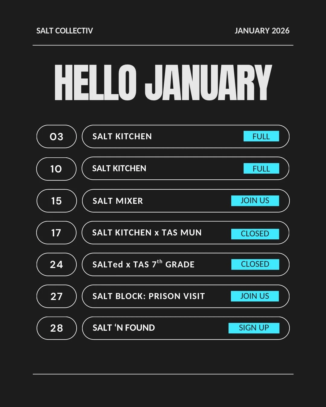 Volunteer Opportunities : SALT ‘N Found in Jan &amp; Feb 2026