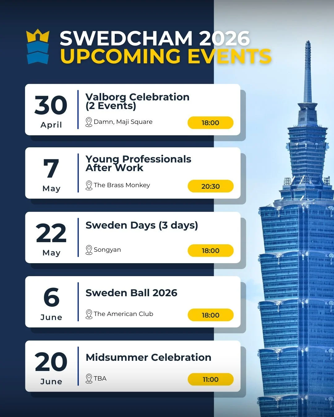 Upcoming SwedCham Taipei Events