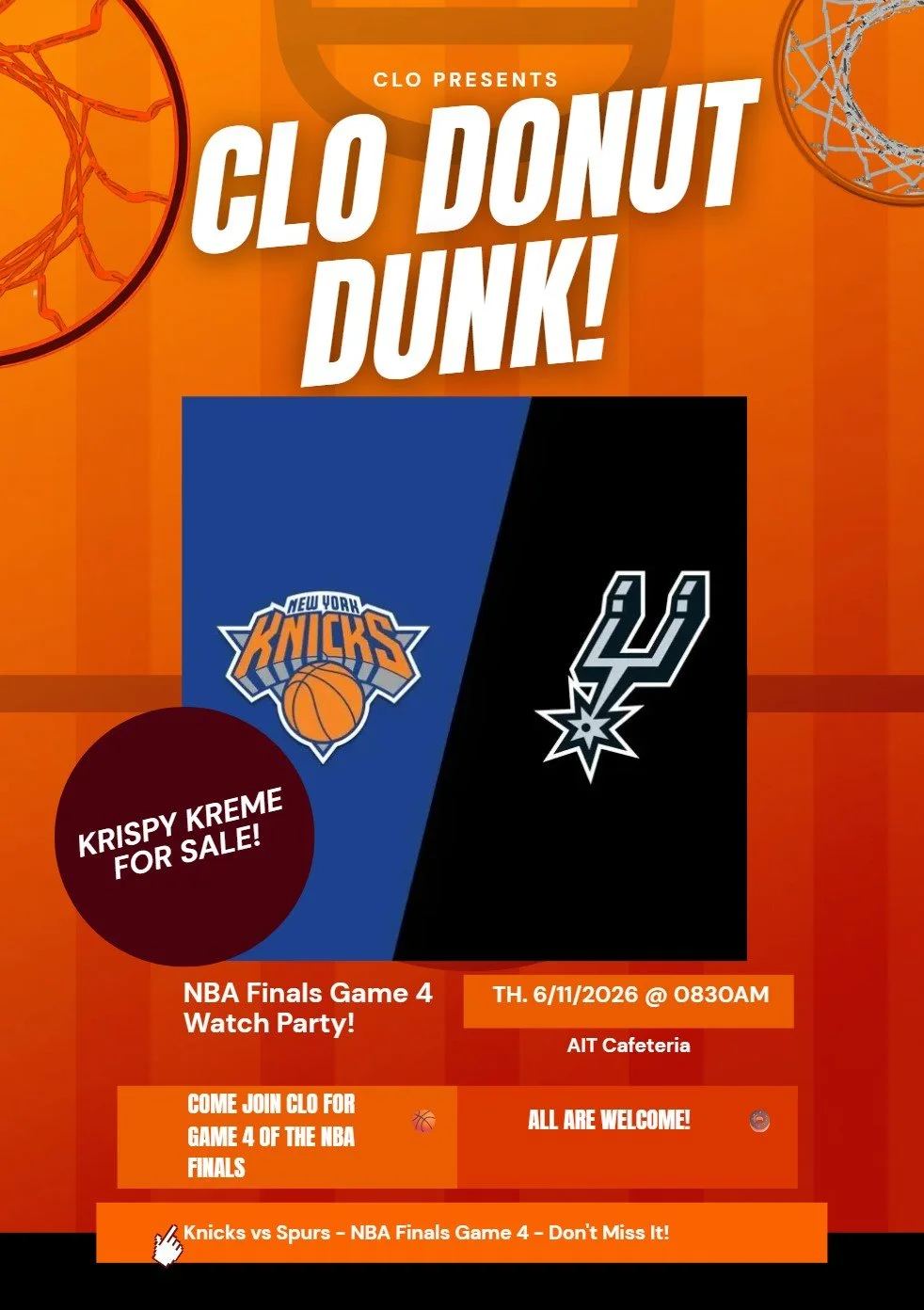 🍩 CLO Donut Dunk: NBA Finals Game 4 Watch Party! 🏀