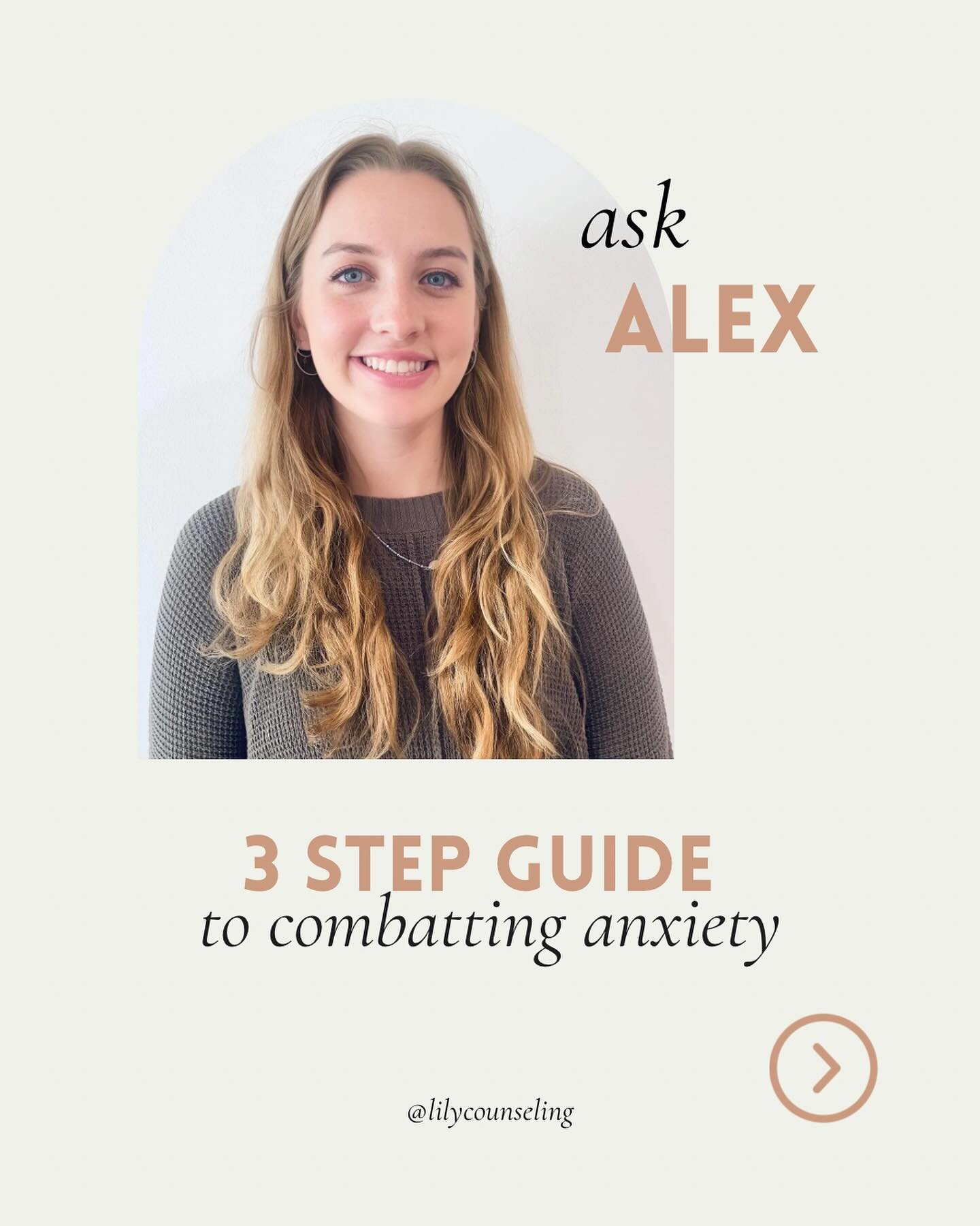 Check out Alex&rsquo;s 3-step guide to combatting anxiety!

.
#lilycounseling #combattinganxiety #mentalhealthtips #anxietyrelief #chicagotherapy #chicagotherapists #therapyforwomen #coachingforwomen #chicagocoaching #highperformancecoaching #healthc
