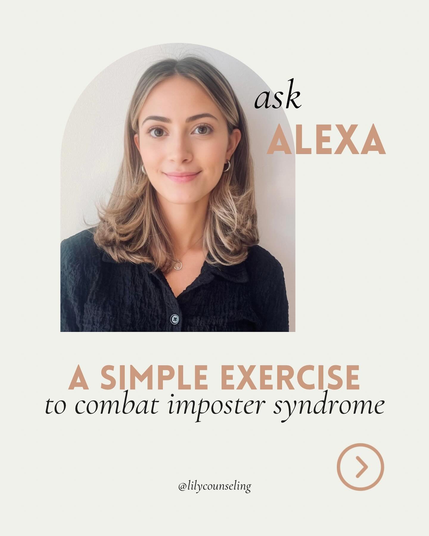 We all suffer from some imposter syndrome from time to time. 

Alexa shares her secret for combatting it! What do you think? 🤔 

.
#lilycounseling #impostersyndrome #mentalhealth #wellness #chicagotherapy #therapistsinchicago #therapyforwomen #coach