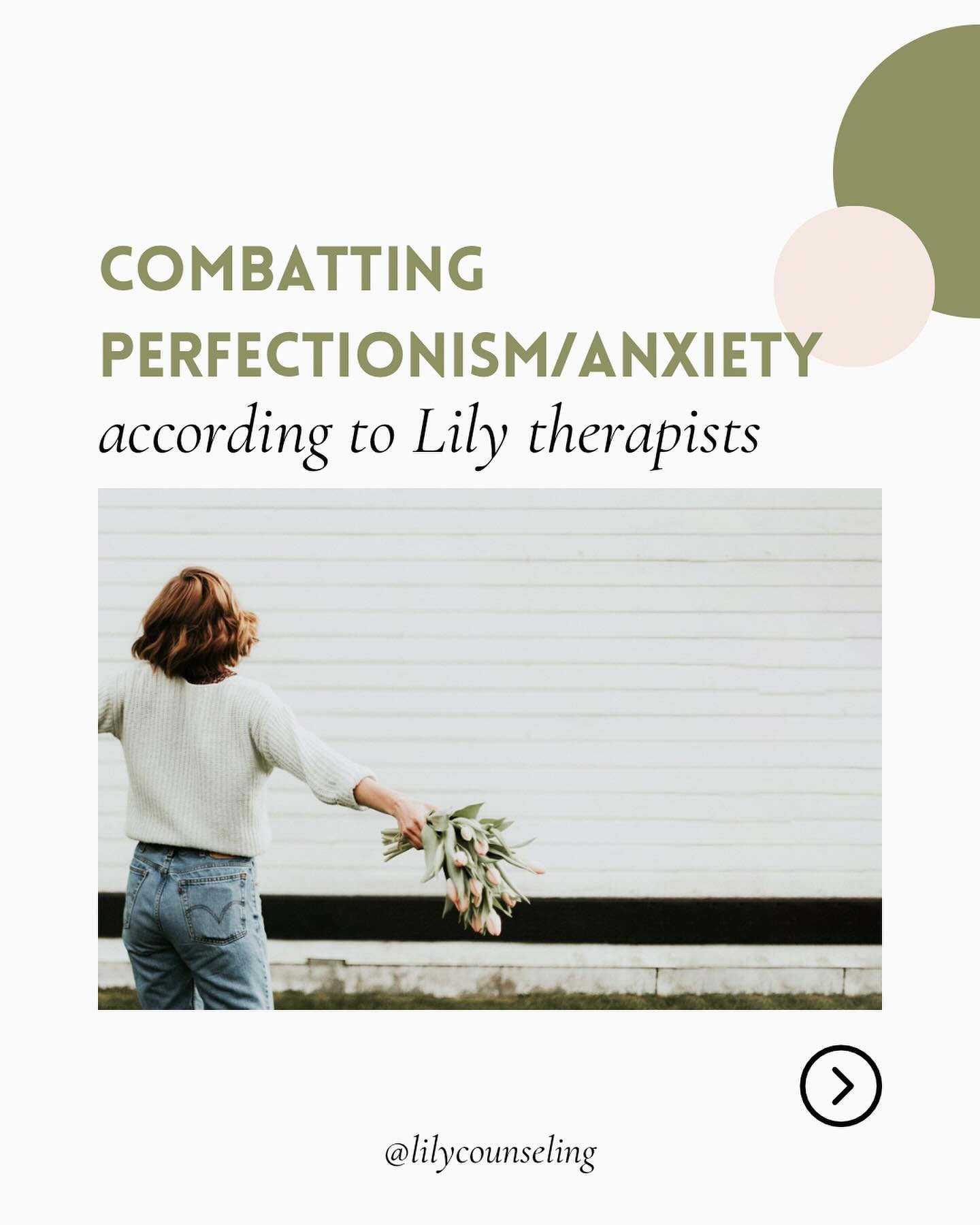 Save this post for 4 different ways of managing perfectionism and anxiety!

.
.
#lilycounseling #perfectionism #anxiety #copingskills #positiveaffirmations #artherapy #grounding #therapy #mentalhealth #chicagotherapy #chicagotherapists #therapyinchic