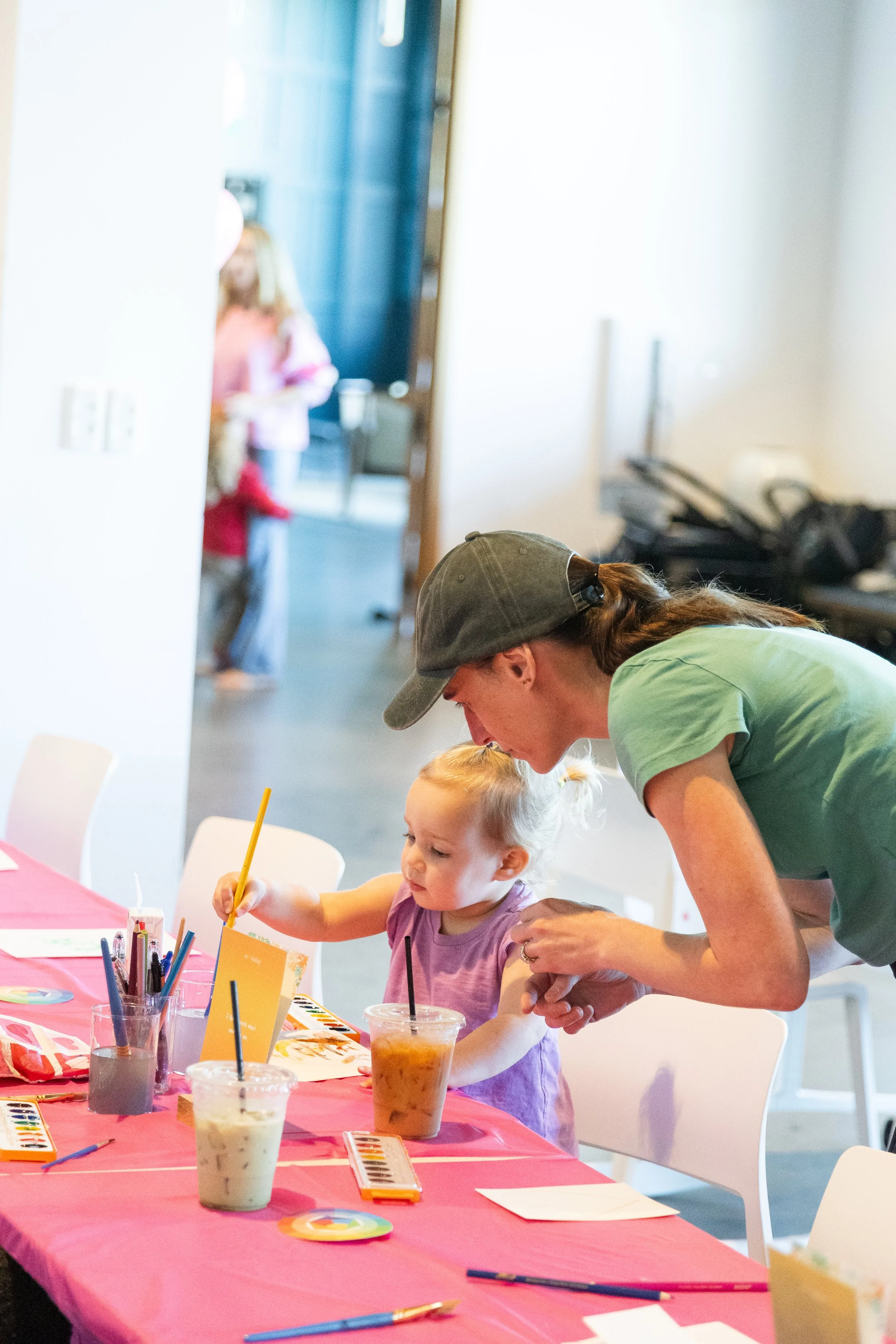 Creative Valentine’s art made during Young at Heart playdate.