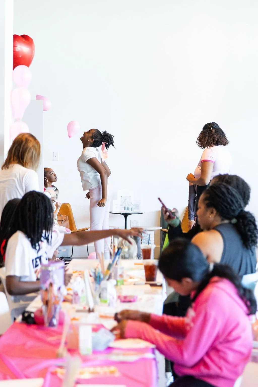 Creative Valentine’s art made during Young at Heart playdate.