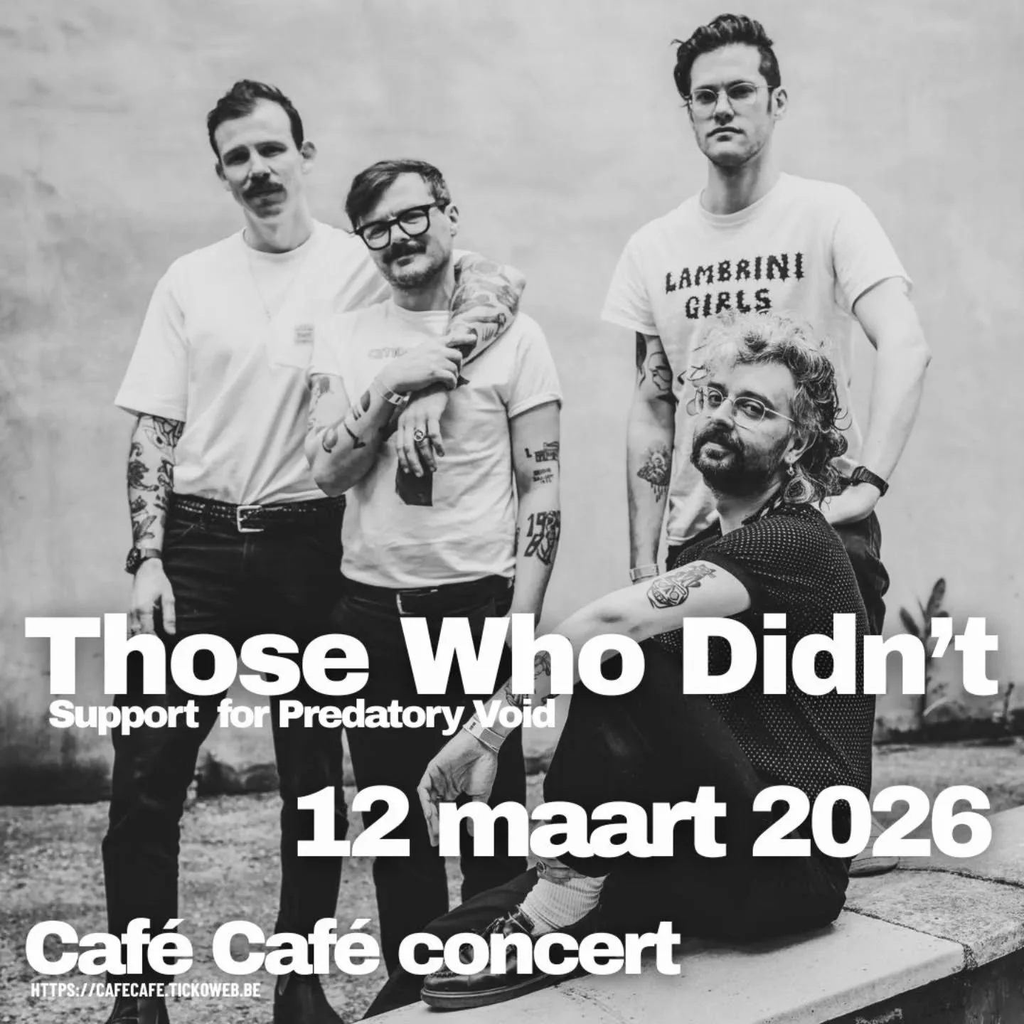 Supporting @predatoryvoid in @cafecafehasselt  on the 12th of March! 
In case you're wondering: still no vocalist, and we haven't been looking either. Why complicate a good wall of sound with words, right?

🎟️ via link in bio!