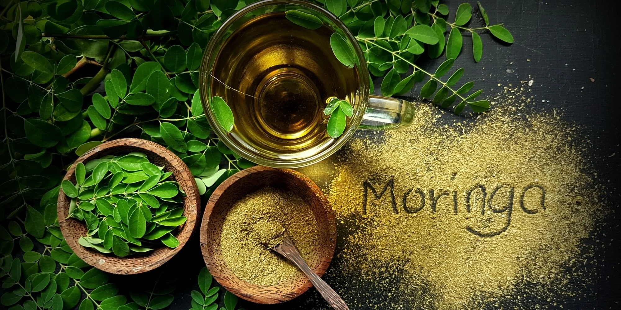 moringa as an essential oil and powder as different forms in Ayurvedic medicine