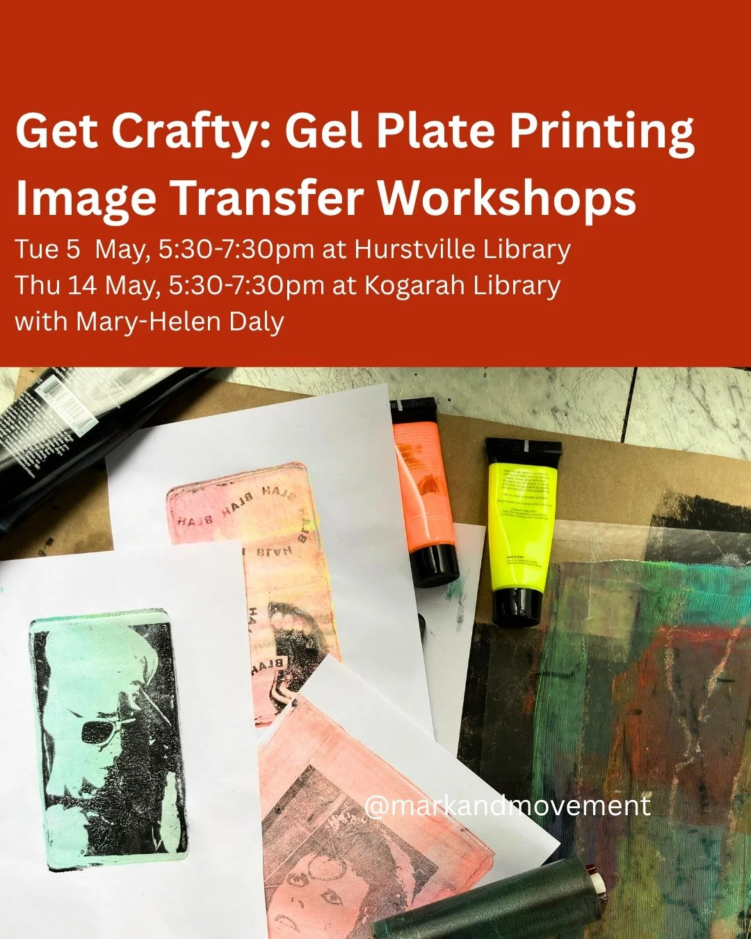 Upcoming in person workshops...

In May, we're exploring gel plate printing and image transfer; a beginner-friendly process that's equal parts technique and a little bit of magic. In June, we're getting into Found &amp; Sewn Altered Images; collage, 