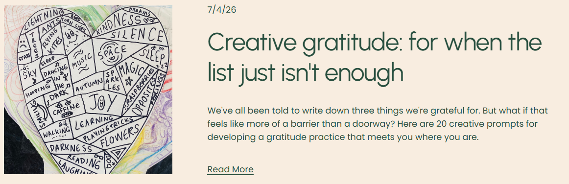Creative gratitude: for when the list just isn't enough
