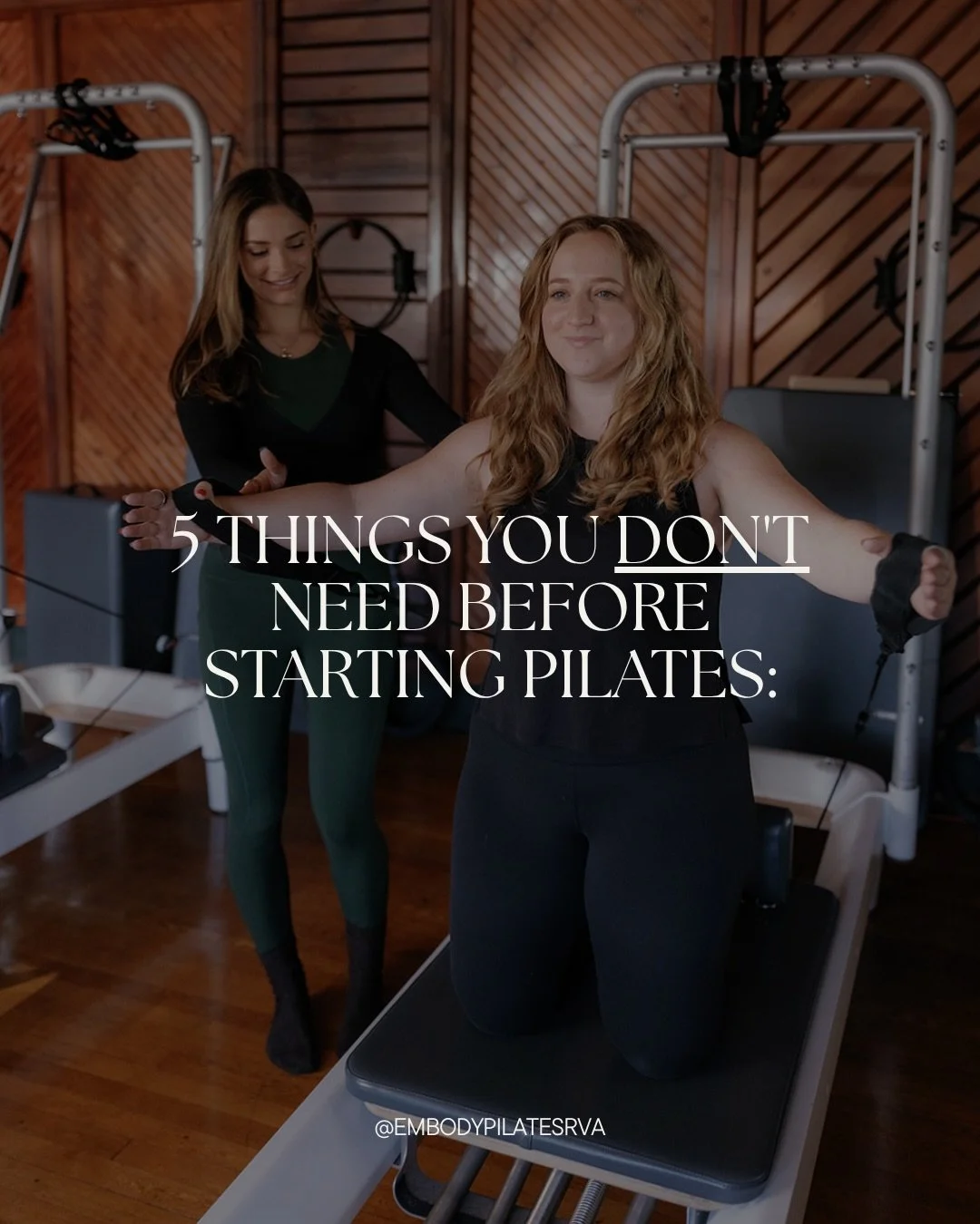Being flexible isn&rsquo;t a prerequisite for Pilates. Being &rdquo;in shape&rdquo; isn&rsquo;t either.

Most people walk into their first class thinking they&rsquo;ll be the least experienced person in the room, but that&rsquo;s usually wrong.

Come