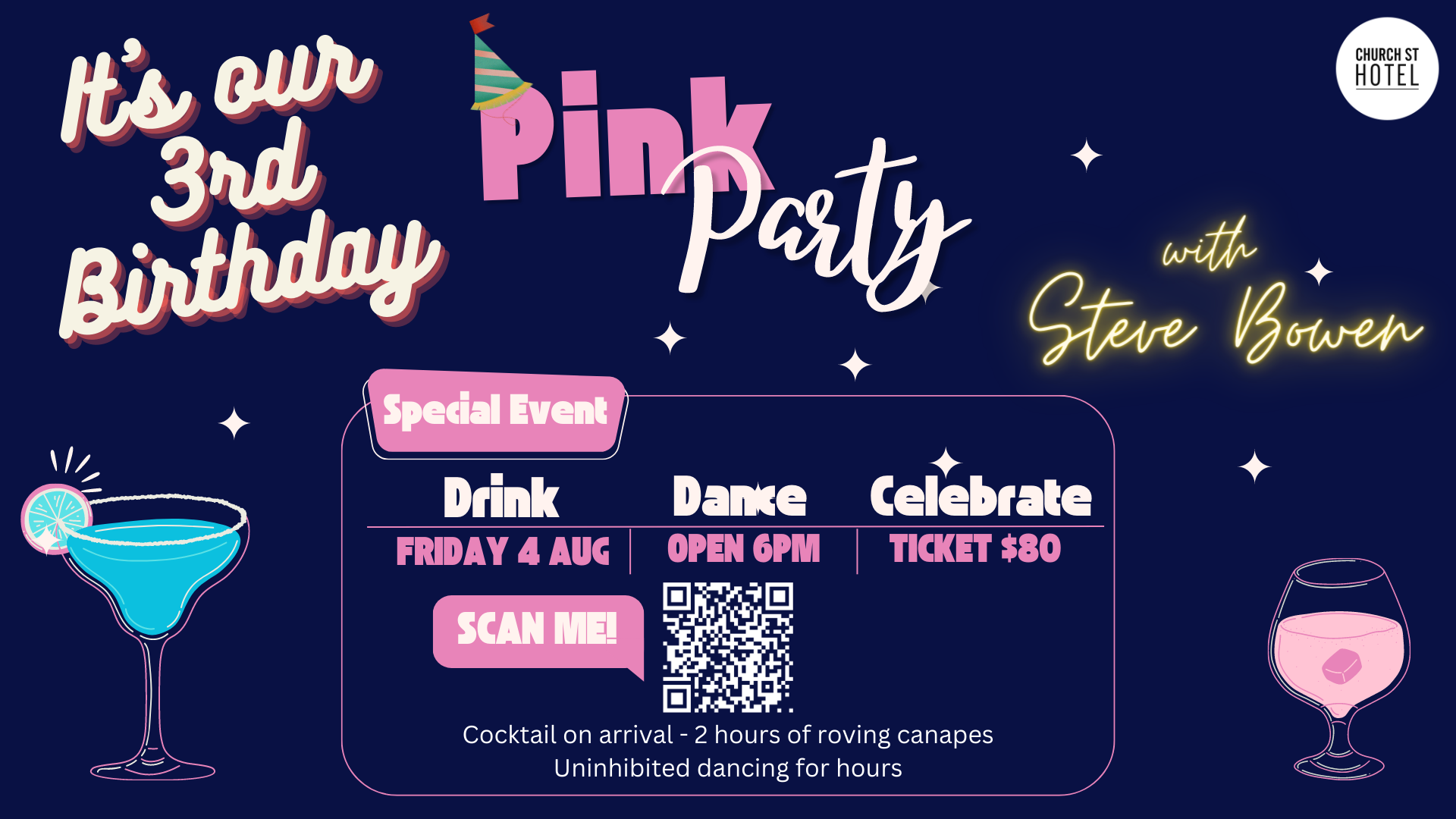 Church St Hotel Pink Party (our 3rd Birthday)