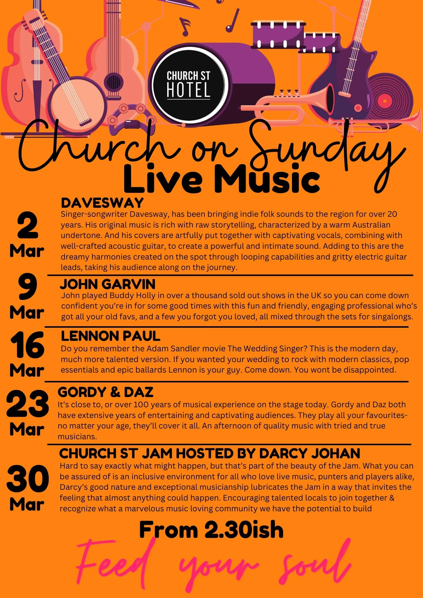 Church on Sunday- Live music