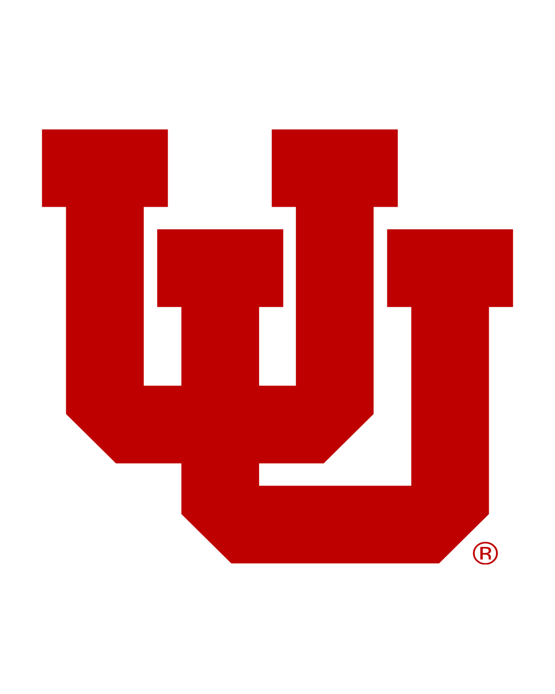 University of Utah logo featuring a two large interlocking letter 'U' with a smaller black outline and a registered trademark symbol.