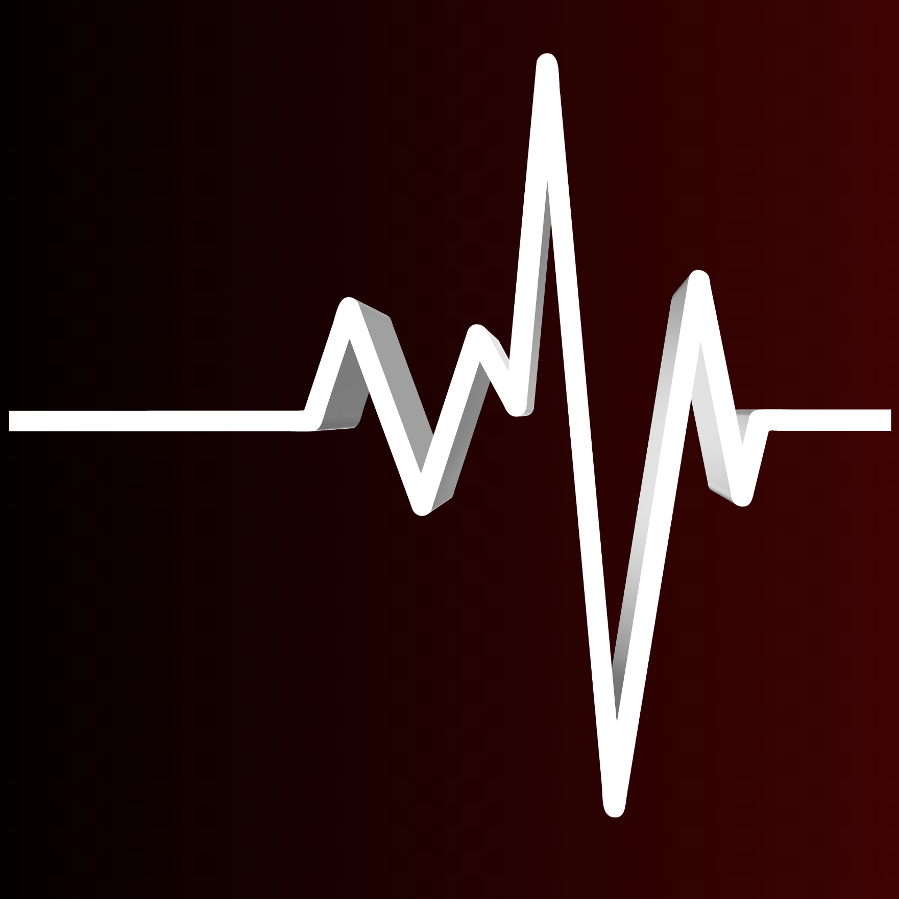 Digital image of a white heartbeat line on a dark red background. Hot Yoga Ritual Logo.