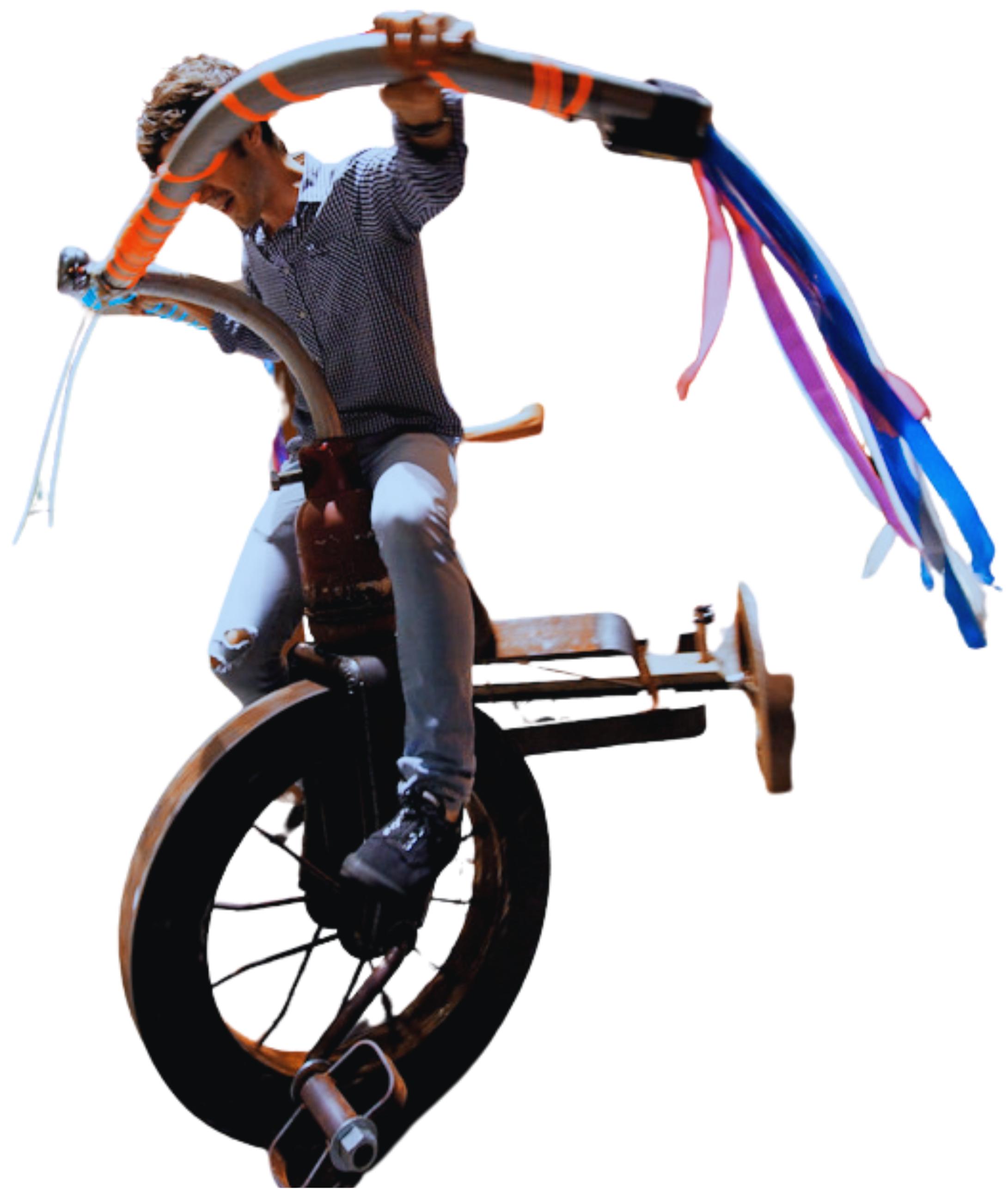 A person riding a roller coaster with their hands holding onto the safety bar, hair and face not visible, background is black.