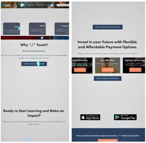 Heatmap of 24/7 Teach Landing Page