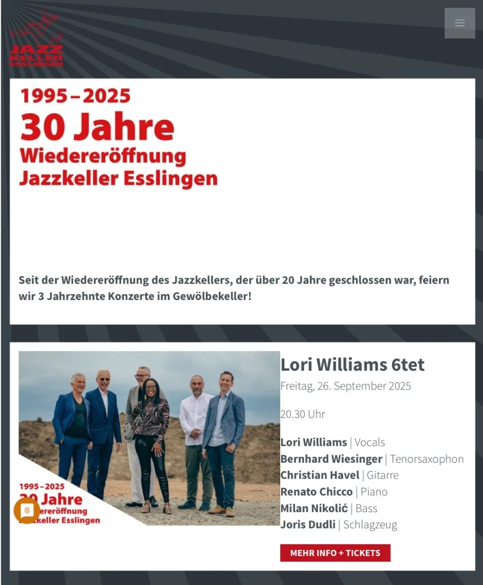 Lori Williams 6TET AT JAZZKELLER (Esslingen, Germany)
