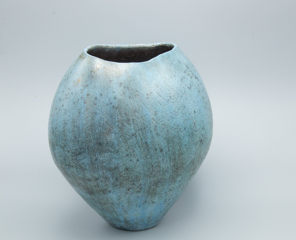 Lustred and Blue Rounded Vessel