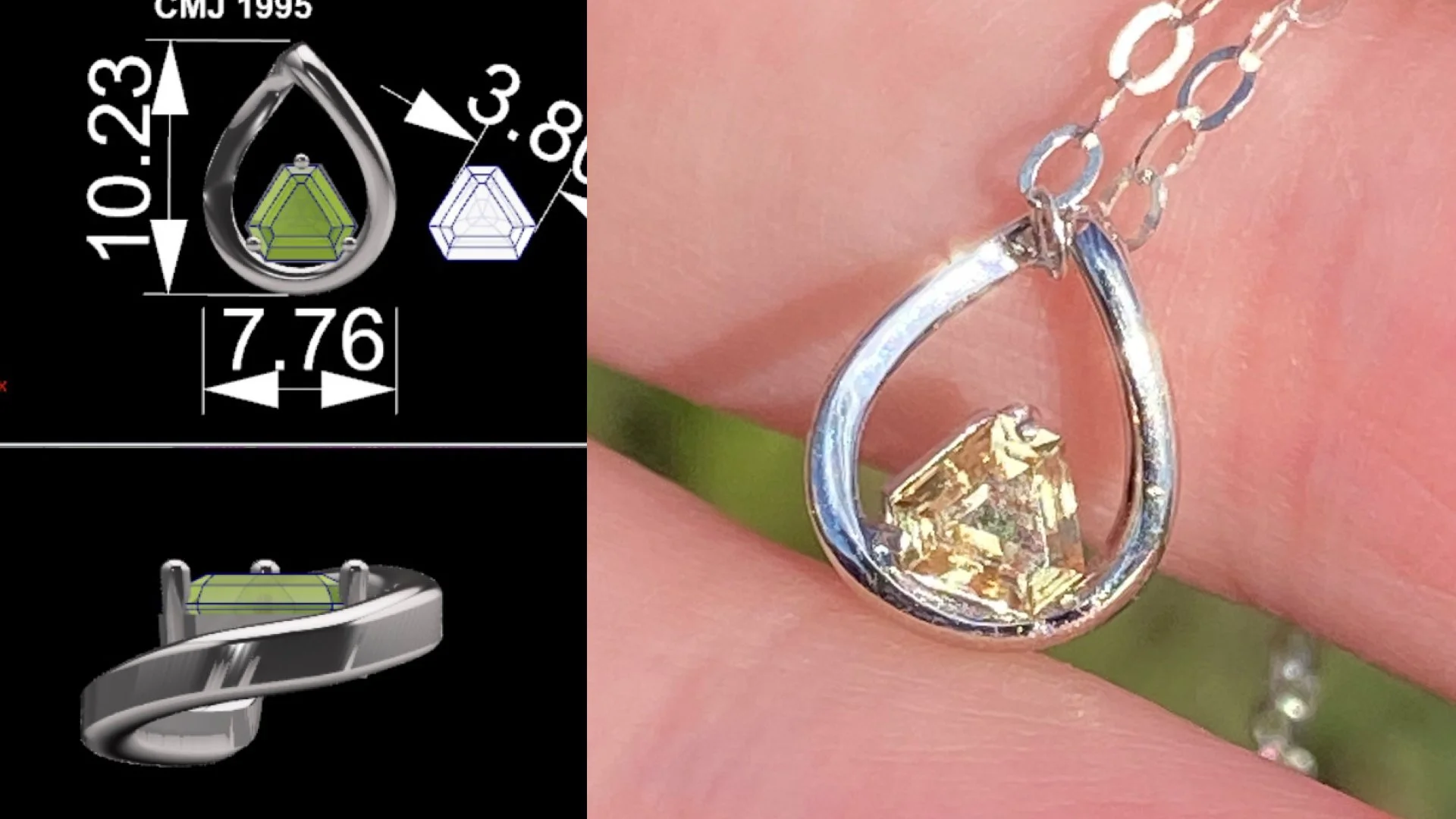 Montana sapphire in a 14k white gold pendant