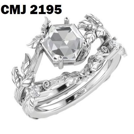 14k white gold custom ring set