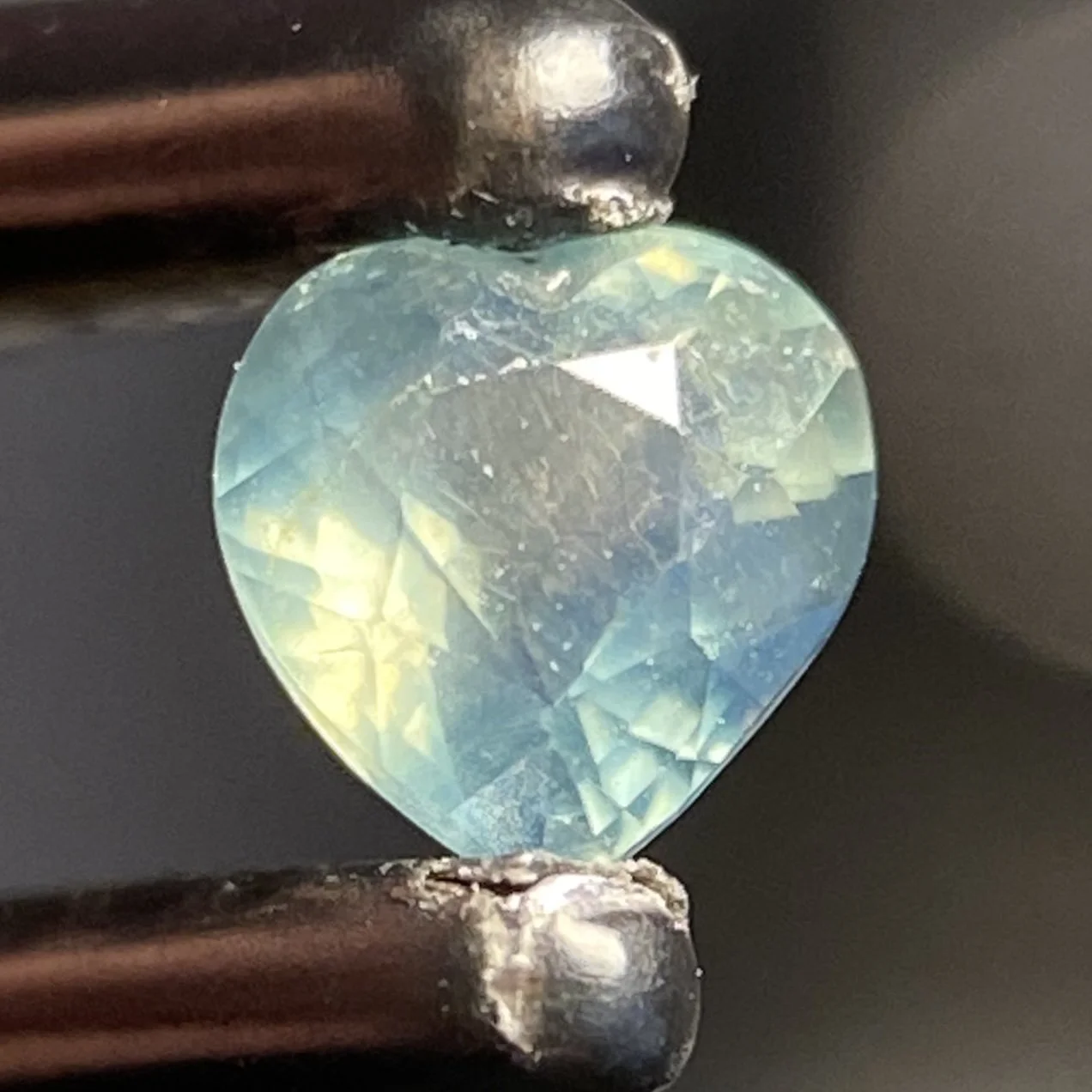 0.27 ct opalescent teal Australian sapphire heart