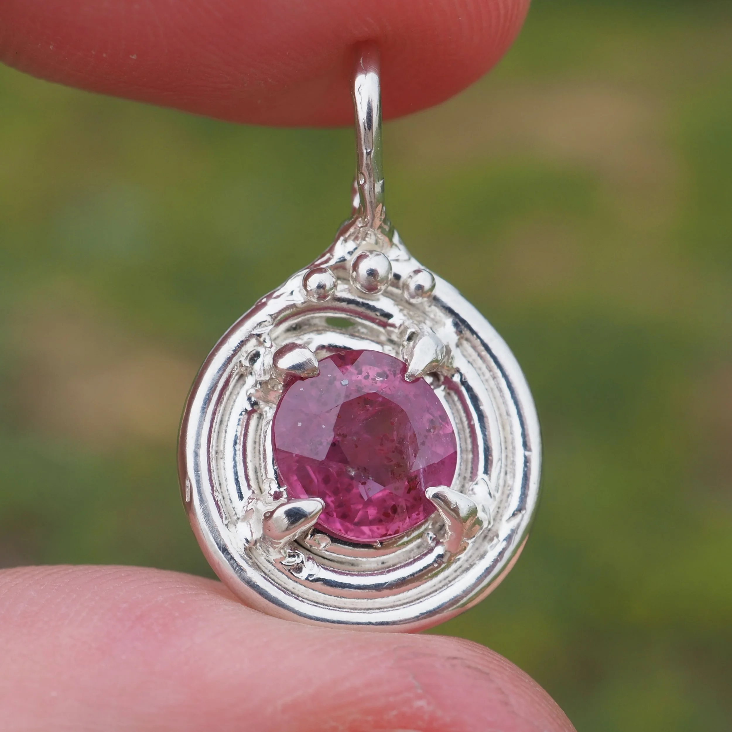 Spiral pendant (1.65 ct hot pink sapphire) — Tay Rae