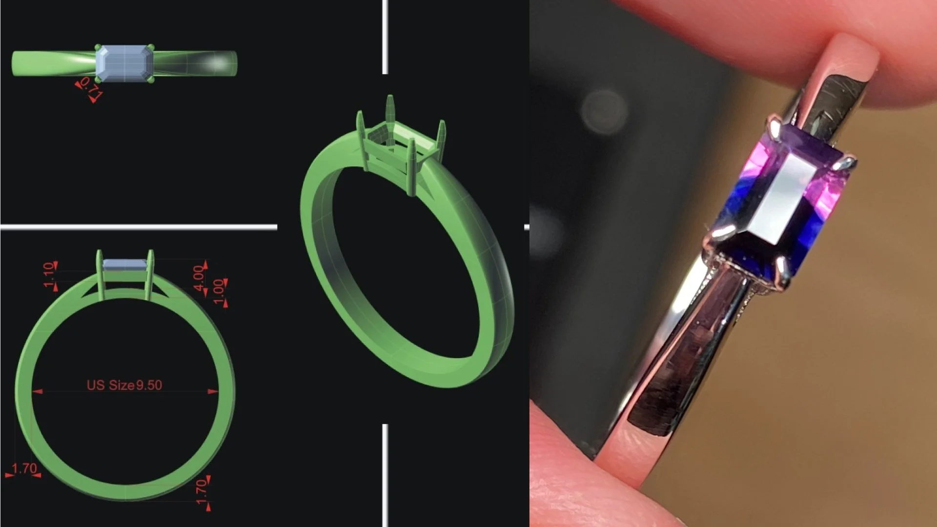 Sri Lankan sapphire in a sterling silver ring