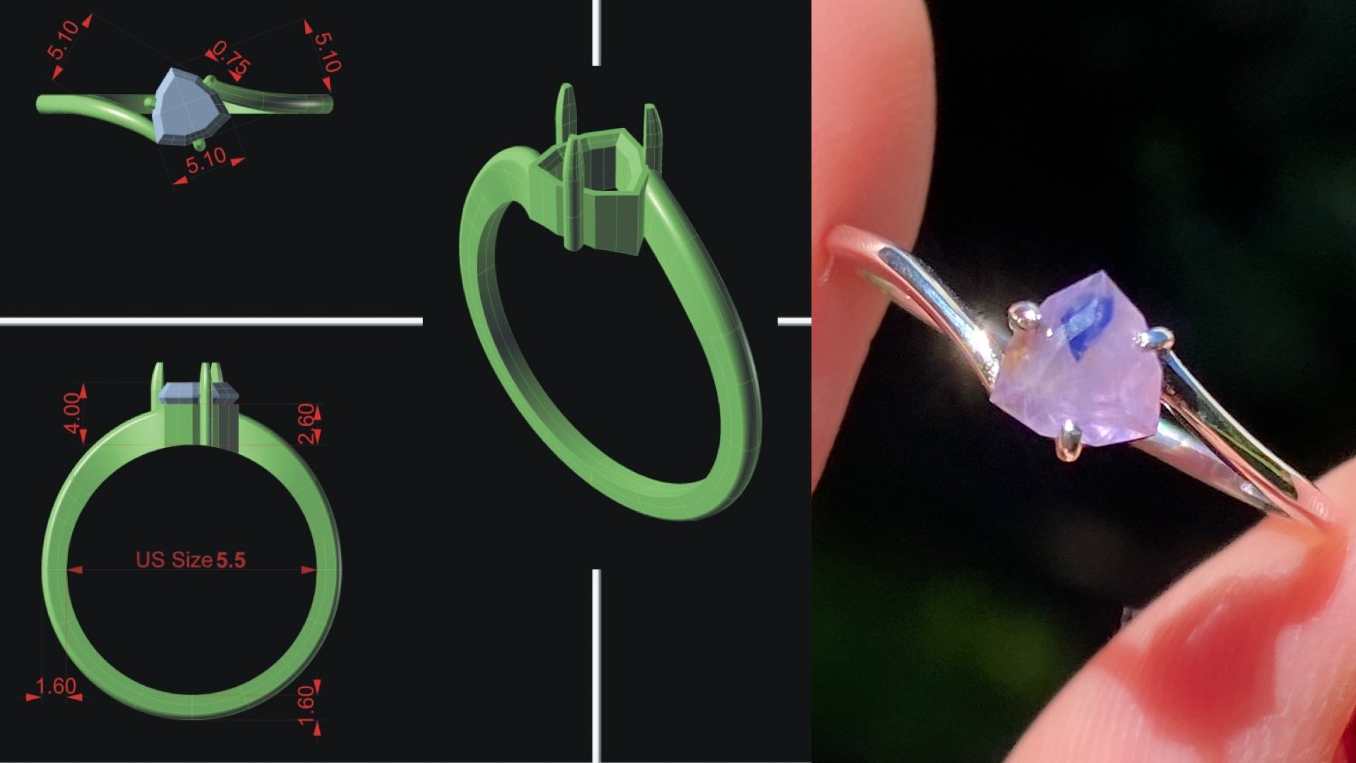 Sri Lankan sapphire in a sterling silver ring