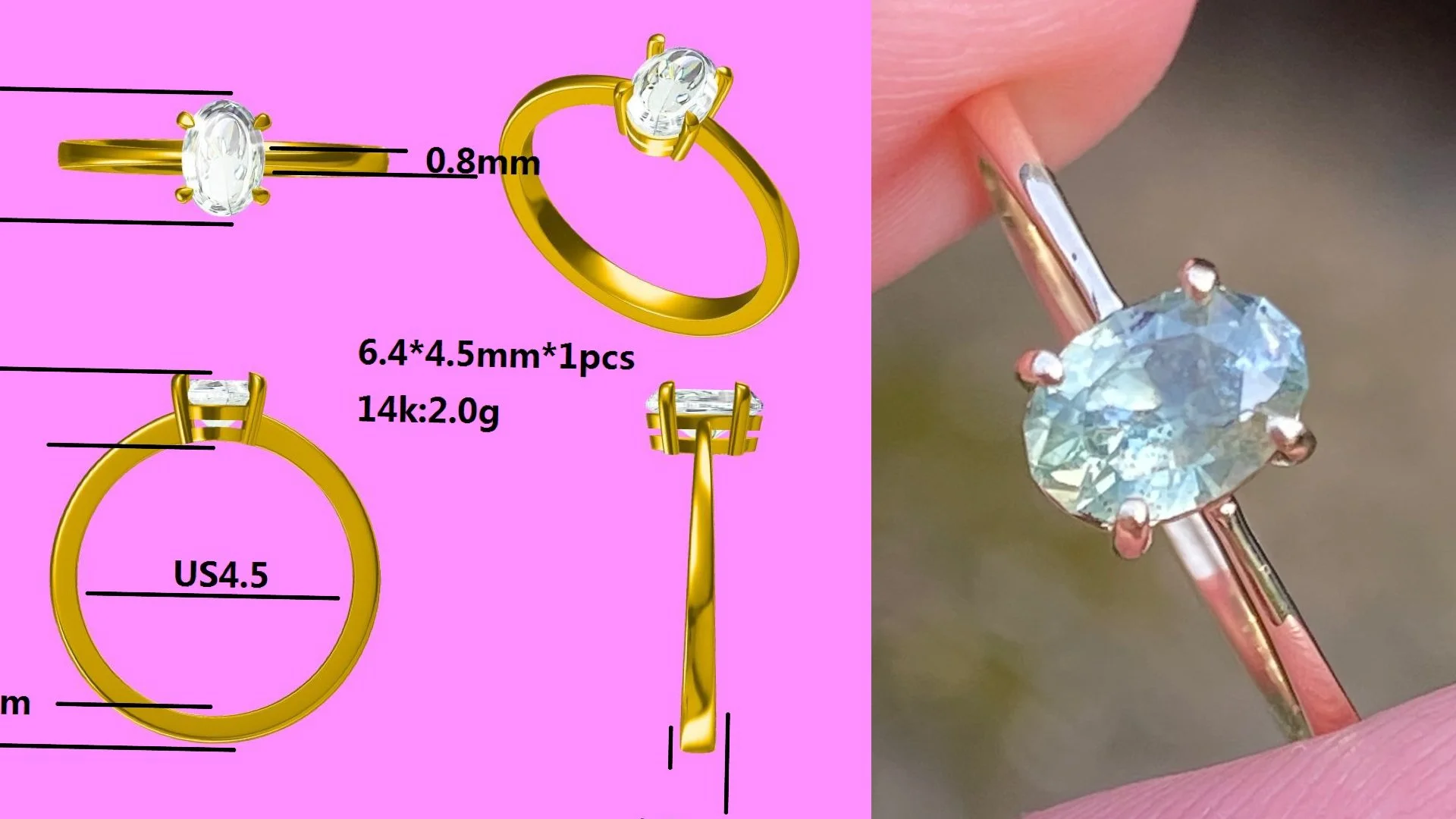 Montana sapphire in a 14k yellow gold ring