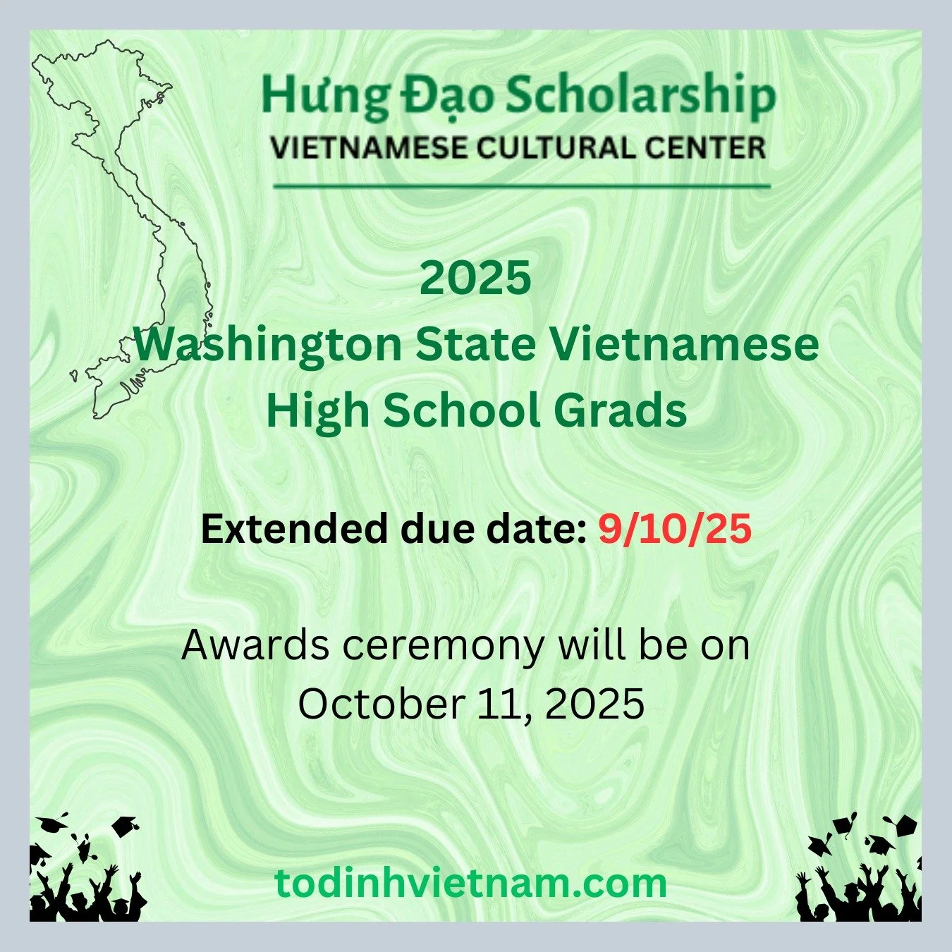 Applications for the 2025 Hưng Đạo Scholarship for 2025 WA state Vietnamese high school graduates are being accepted. Extended due date 9/10/25. Award ceremony will be on October 11, 2025 at the annual Trần Hưng Đạo Memorial. #Washington #seattle #họ
