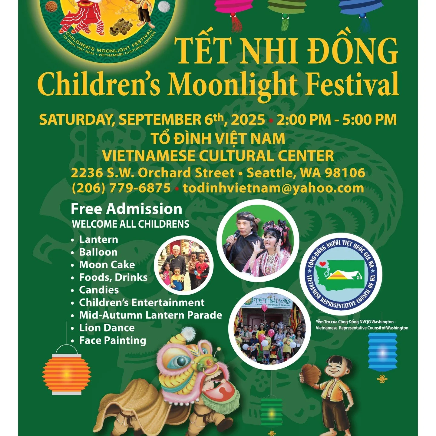 Children's Moonlight Festival (but during the day, ha) is being held again at the Vietnamese Cultural Center on September 6th, 2025, 2pm-5pm. #tếtnhiđồng #nguoivietseattle #vietnamese #westseattle #familyfun #carpoolingencouraged