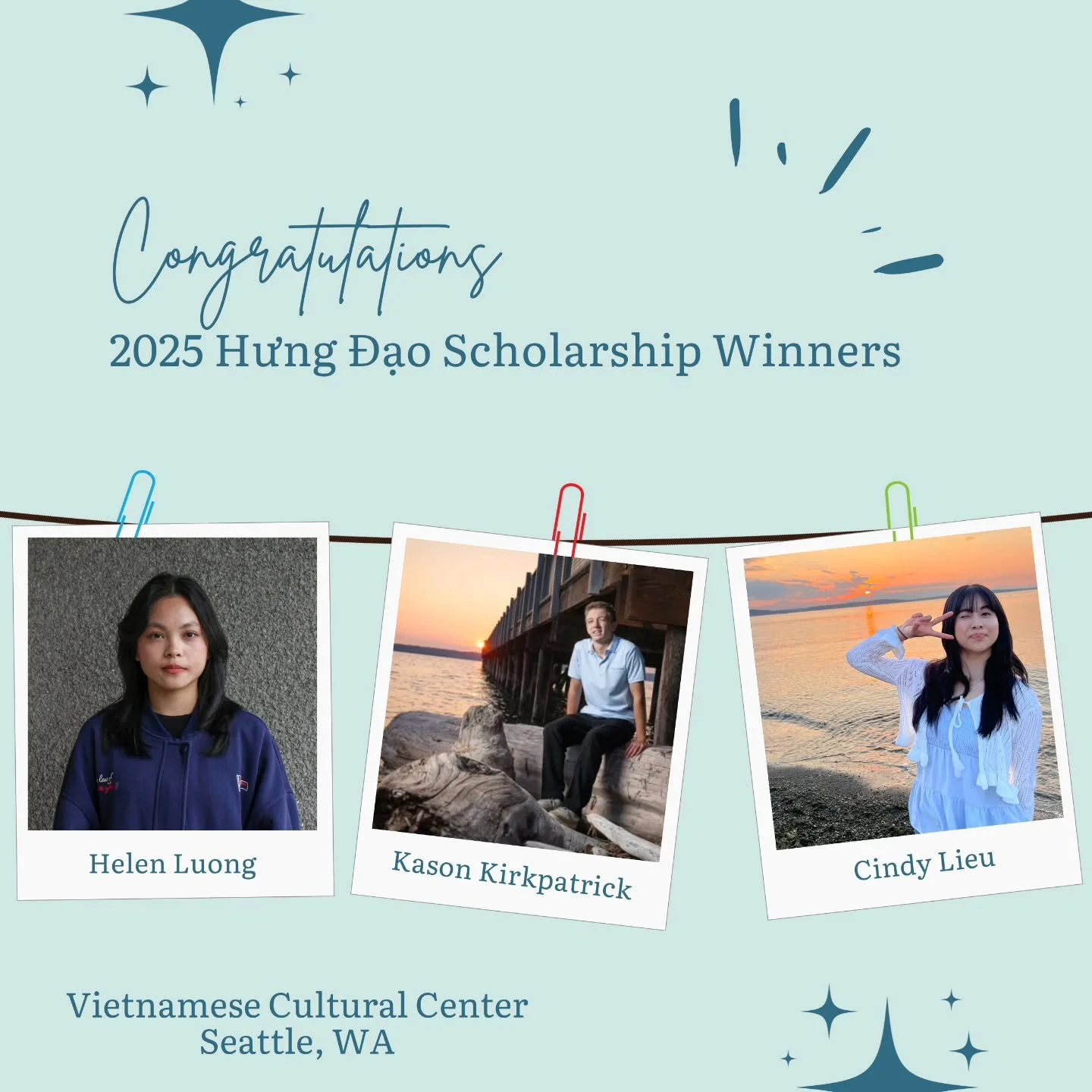 Congratulations to our 2025 Hưng Đạo Scholarship winners.  We wish you success in college and beyond. 

The award ceremony was held at the annual Trần Hưng Đạo Memorial on October 11, 2025. #vietinseattle #scholars