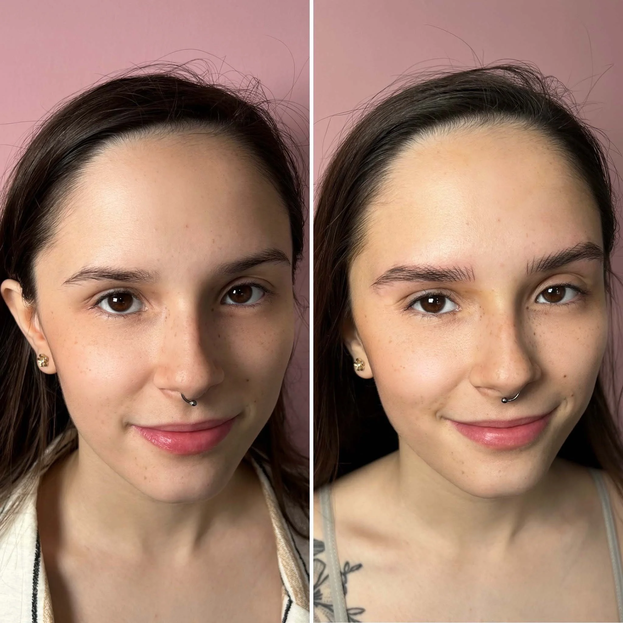 Before and after results of microblading with Lash Girl London
