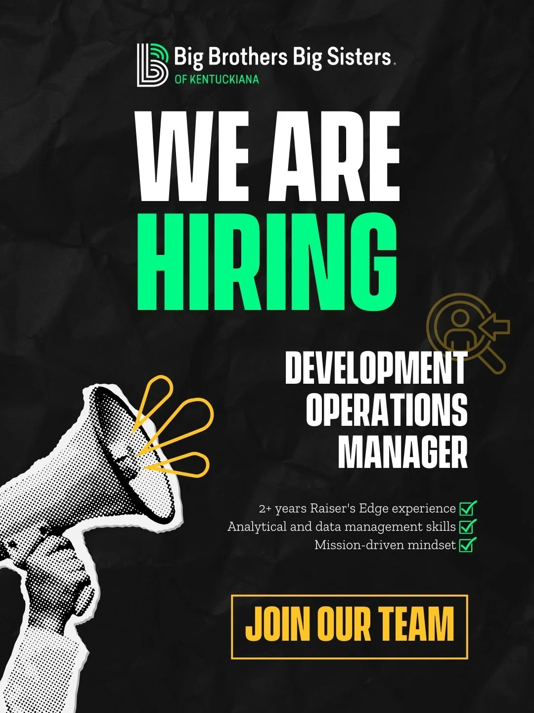 Love being the operational backbone that makes big things happen?

We're hiring a 𝐃𝐞𝐯𝐞𝐥𝐨𝐩𝐦𝐞𝐧𝐭 𝐎𝐩𝐞𝐫𝐚𝐭𝐢𝐨𝐧𝐬 𝐌𝐚𝐧𝐚𝐠𝐞𝐫 and this one's for the behind-the-scenes folks! 🎯 You'll own our CRM, reporting, gift processing, and donor 