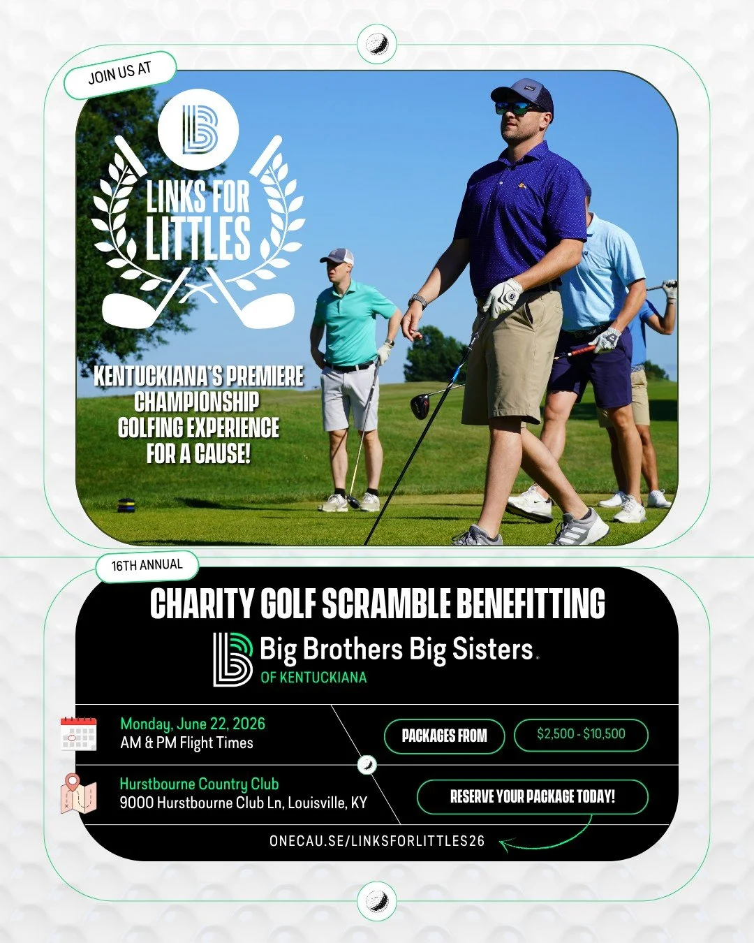 Your plans this summer: golfing for a great cause 🏌️

Links for Littles is Big Brothers Big Sisters of Kentuckiana&rsquo;s largest fundraiser and sells out every single year. Established in 2010, Links brings together more than 180+ golfers and busi