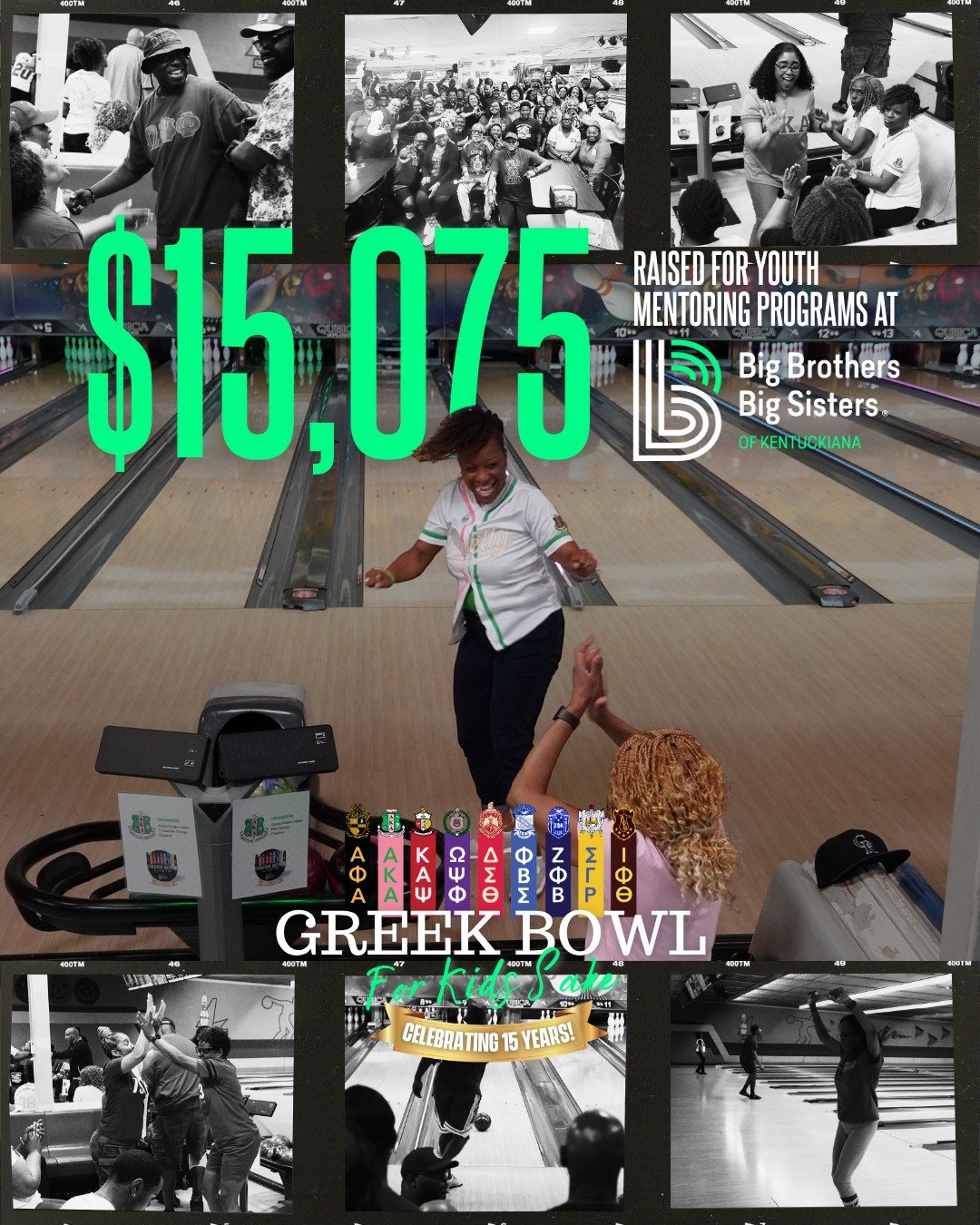 Let's hear it for a RECORD year of the NPHC Greek Bowl For Kids' Sake 🥳

The Divine 9 set a BIG fundraising goal of $15,000 by June 1, and they crushed it!! $15,075 will fund and empower our comprehensive, evidence-based mentoring programs throughou