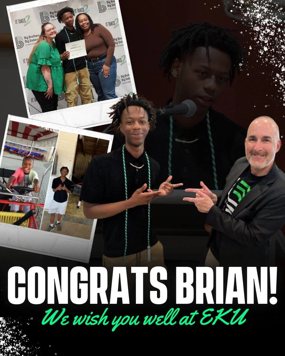 From a first match outing to a BIG new chapter 🎉

Join us in congratulating Brian P., one of this year&rsquo;s Be Big scholarship recipients, as he begins his journey at Eastern Kentucky University! 🐻

Brian has been matched with his mentor, Christ