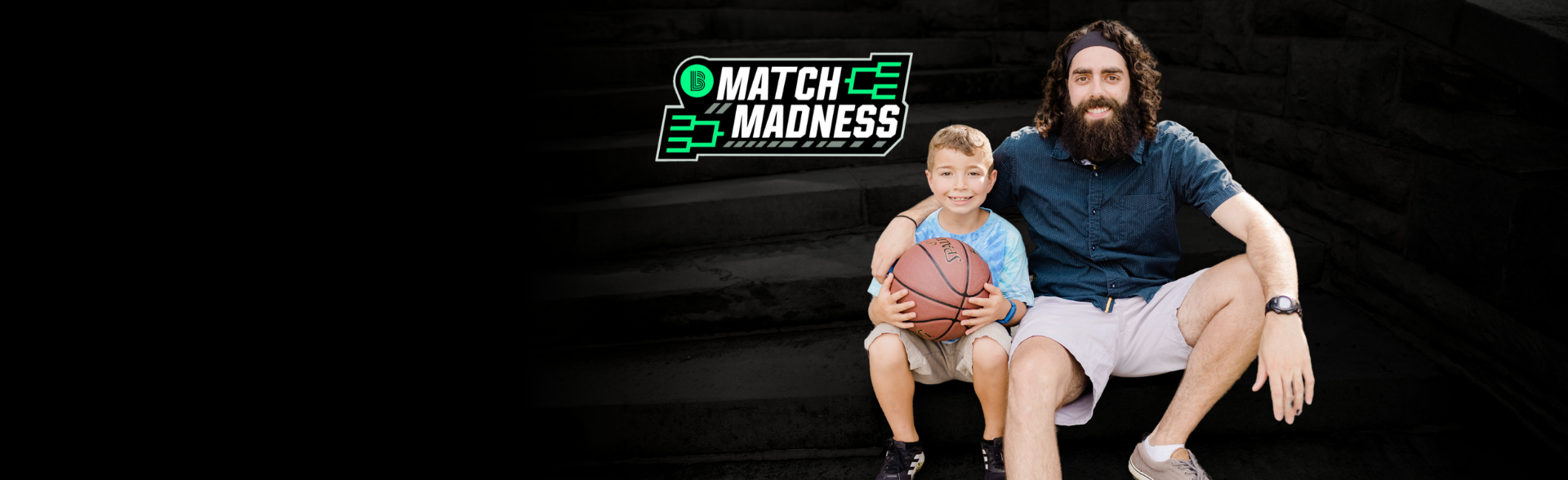 Match Madness Big and Little holding a basketball