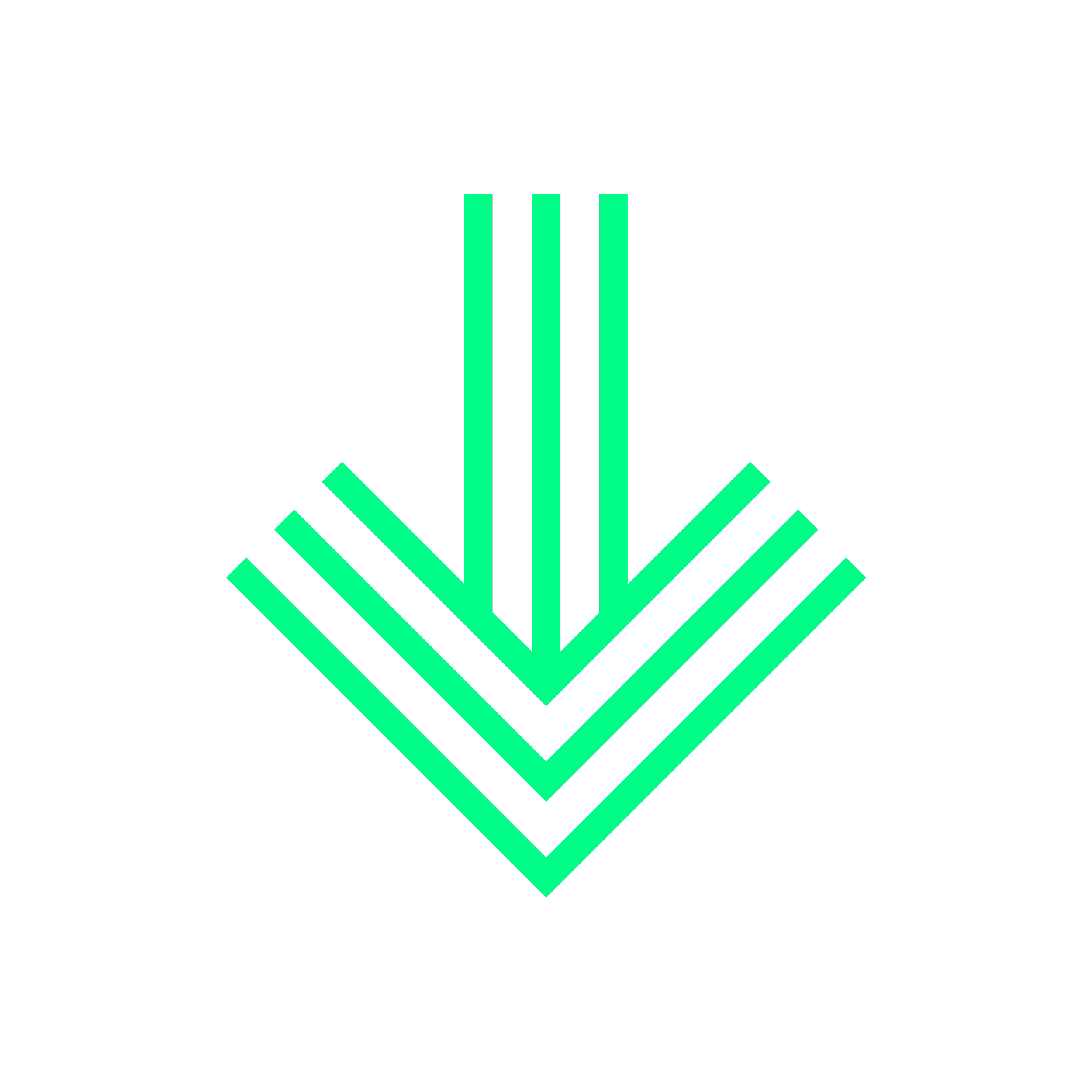 Multiple green arrows pointing downward on a black background.