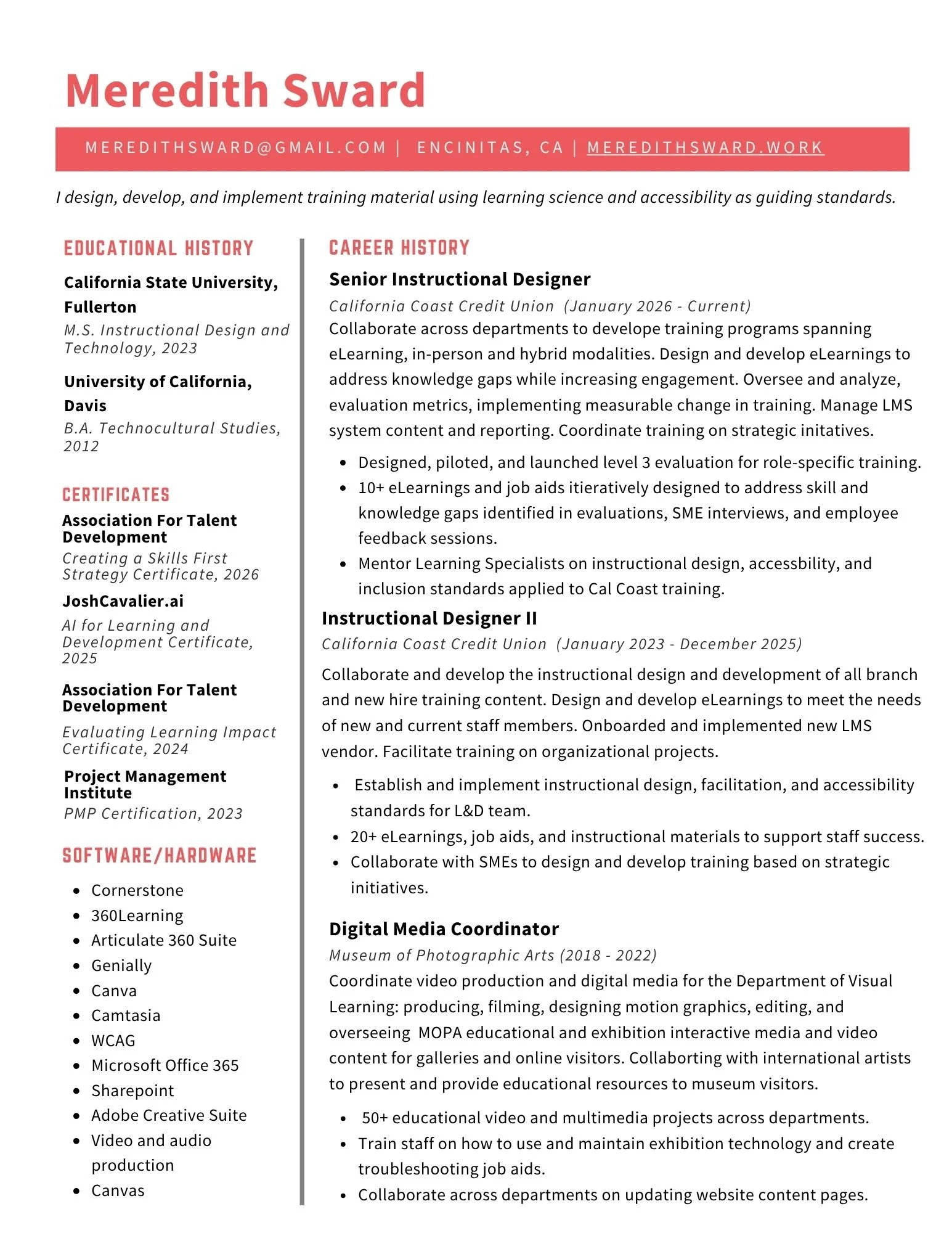 SWARD REUME PAGE 1