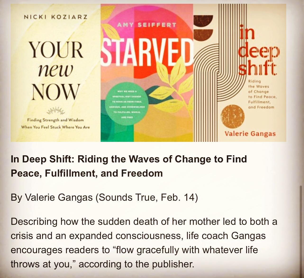 Pretty darn excited to share that my book, &ldquo;In Deep Shift&rdquo; was selected by Publishers Weekly for their list of Books for a New Spiritual You!

Being an author was a dream of mine, so to not only have my book published, but to be recognize