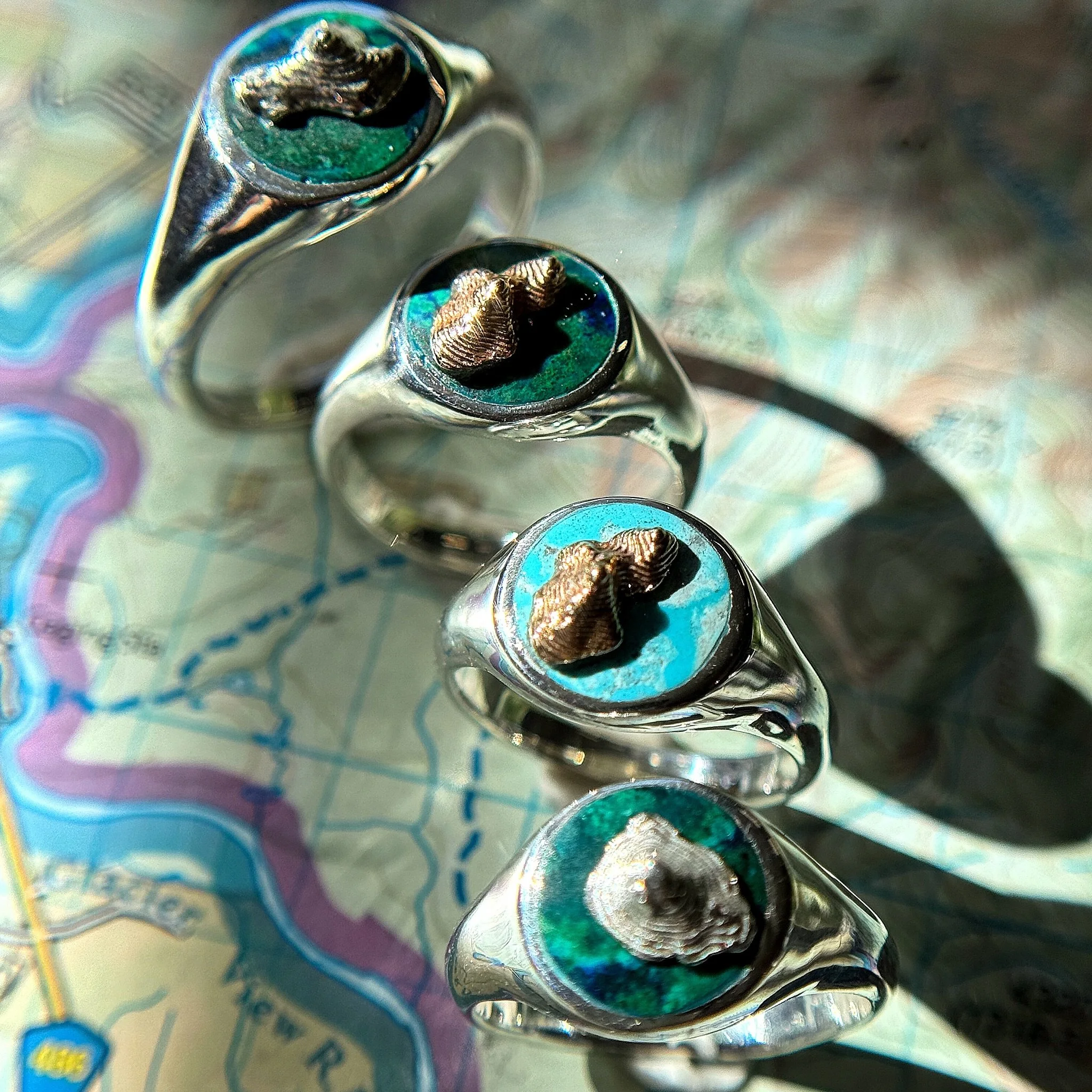 INTRODUCING: Sky Island Inlay Signets 🌲🏔️

I&rsquo;m so excited to share this new collection of topographic inlay signets. Each ring showcases a finely detailed, topographically accurate sterling silver or 14k gold mountain charm, rising from a sto