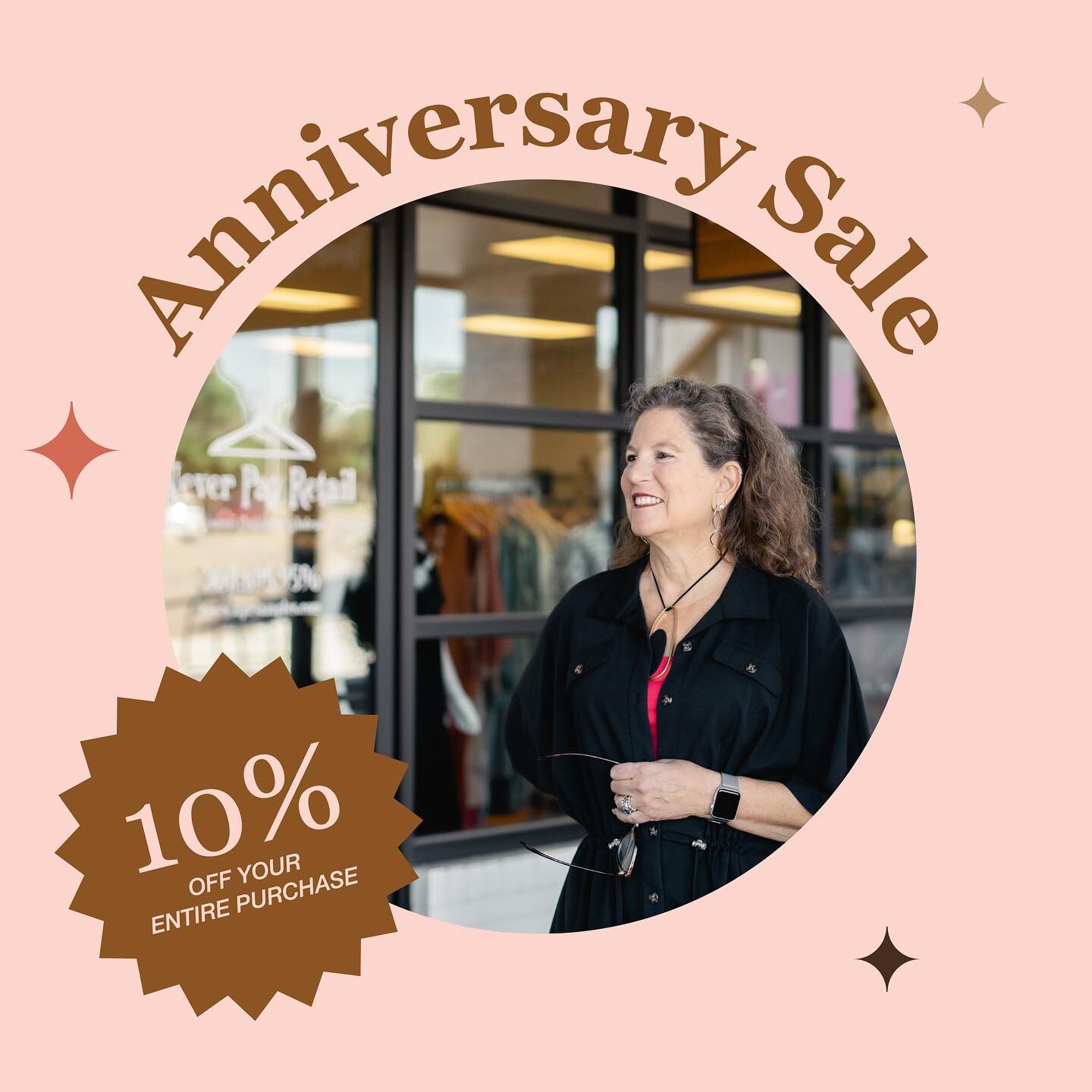 It&rsquo;s been one year since Sonia became the new owner of Never Pay Retail! To celebrate this milestone, please enjoy 10% off your entire purchase (April 24-May 3)!