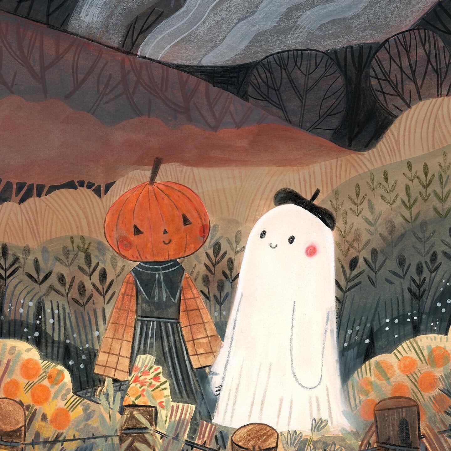 The absolute best buds around, check out this beautiful landscape with the cutest duo ever. 
⠀⠀⠀⠀⠀⠀⠀⠀⠀
Are you ready for spooky season to hit? Have you already pulled out your decorations?
.
.
This print is available on my Etsy! Link in bio.
.
#illus
