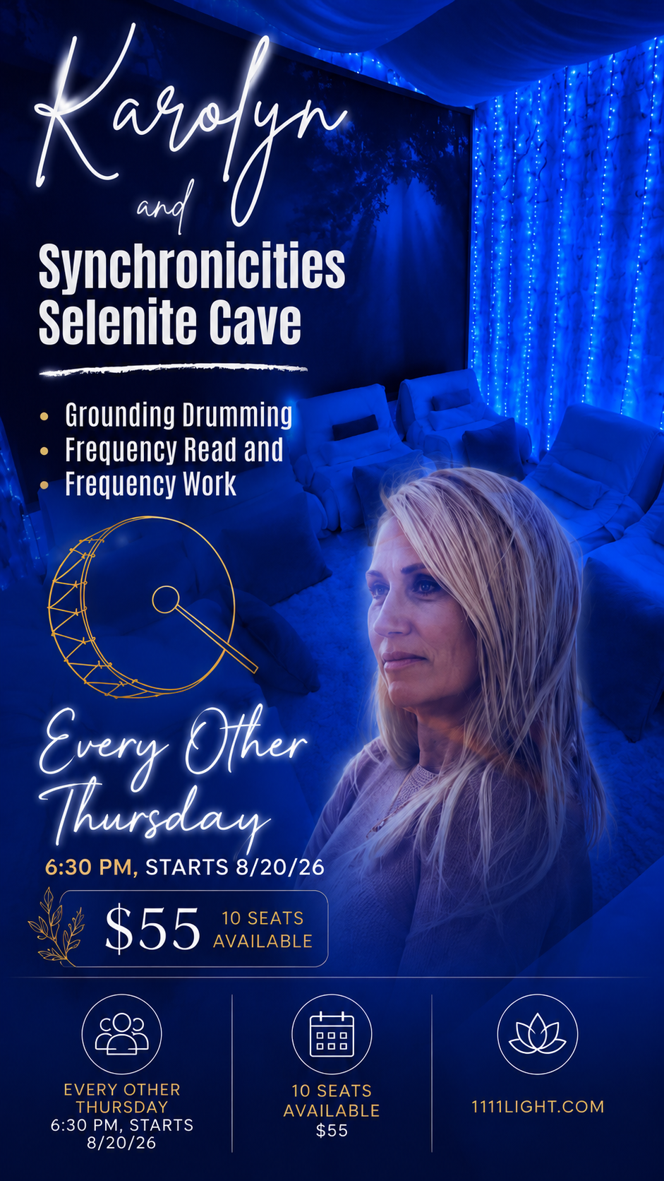 Drumming, Readings &amp; Frequency Work in the Crystal Selenite Cave with Karolyn