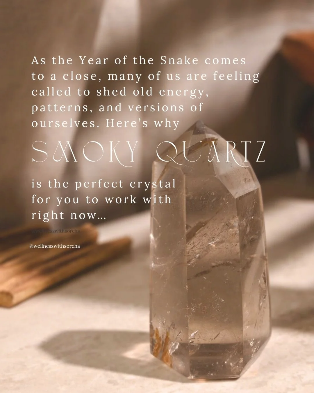 The Year of the Snake is ending 🐍🔥

This is your moment to shed what no longer fits.

Smoky Quartz, one of my favourites, helps ground, protect, and clear old energy, so you can enter the Fire Horse year lighter, clearer, and more aligned.

What ar
