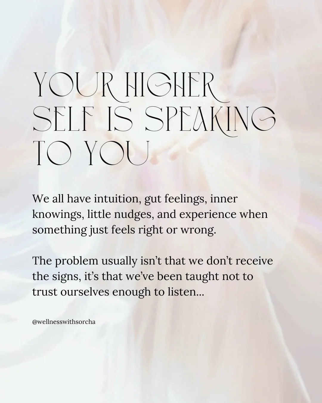 Your higher self is always speaking to you ✨ 

In the quiet nudges, gut feelings, and moments you just know.

Take a moment today. Notice what your body is telling you. Listen to it 🫶🏻

We hold all the answers within, we don&rsquo;t need to get the