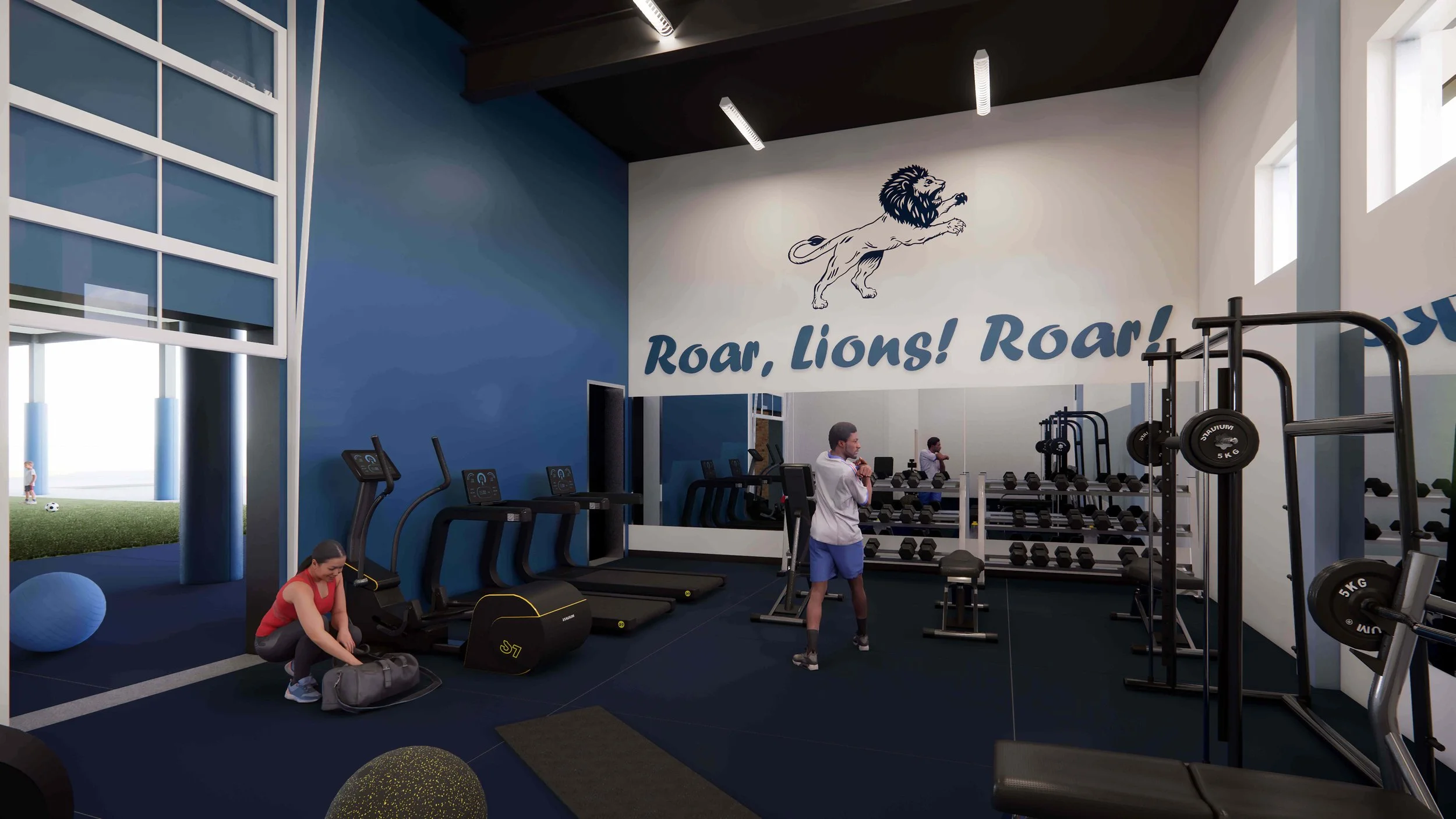 WEIGHT ROOM
Free weights, squat racks, and more will be used by both clubs and athletics, encouraging strength training and camaraderie.
