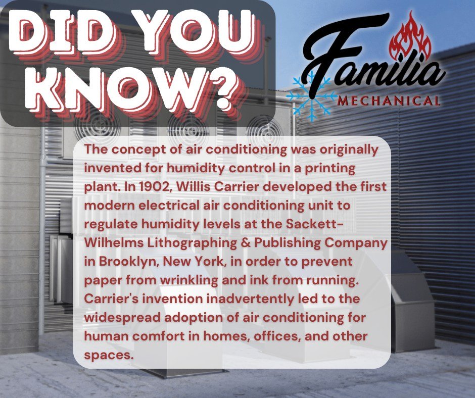 Here's a cool fact that you might not have known about HVAC!

 #FamiliaMechanical #HVAC #OKCHomeMaintenaince #trivia