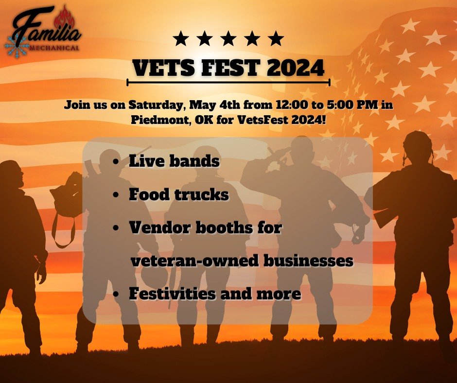 Come join us for the 3rd annual VetsFest! This is a one-day event to celebrate and support veterans from across the Oklahoma City Metro area. 

Who: Everyone! Open to the public (free admission!)
When: May 4th, Noon to 5:00 PM
Where: 240 Edmond RD NW